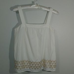Loft Ann Taylor Petites Sleeveless Cream Blouse